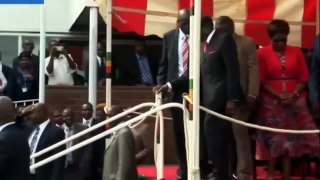 WATCH: Robert Mugabe falls down steps in Harare