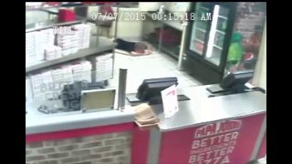 (RAW) CCTV: Thieves Disguised as Ninja in Papa Johns Robbery in Tampa