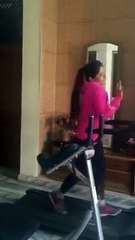 Miss Pooja Exercising On Her Song in Unique Style Video