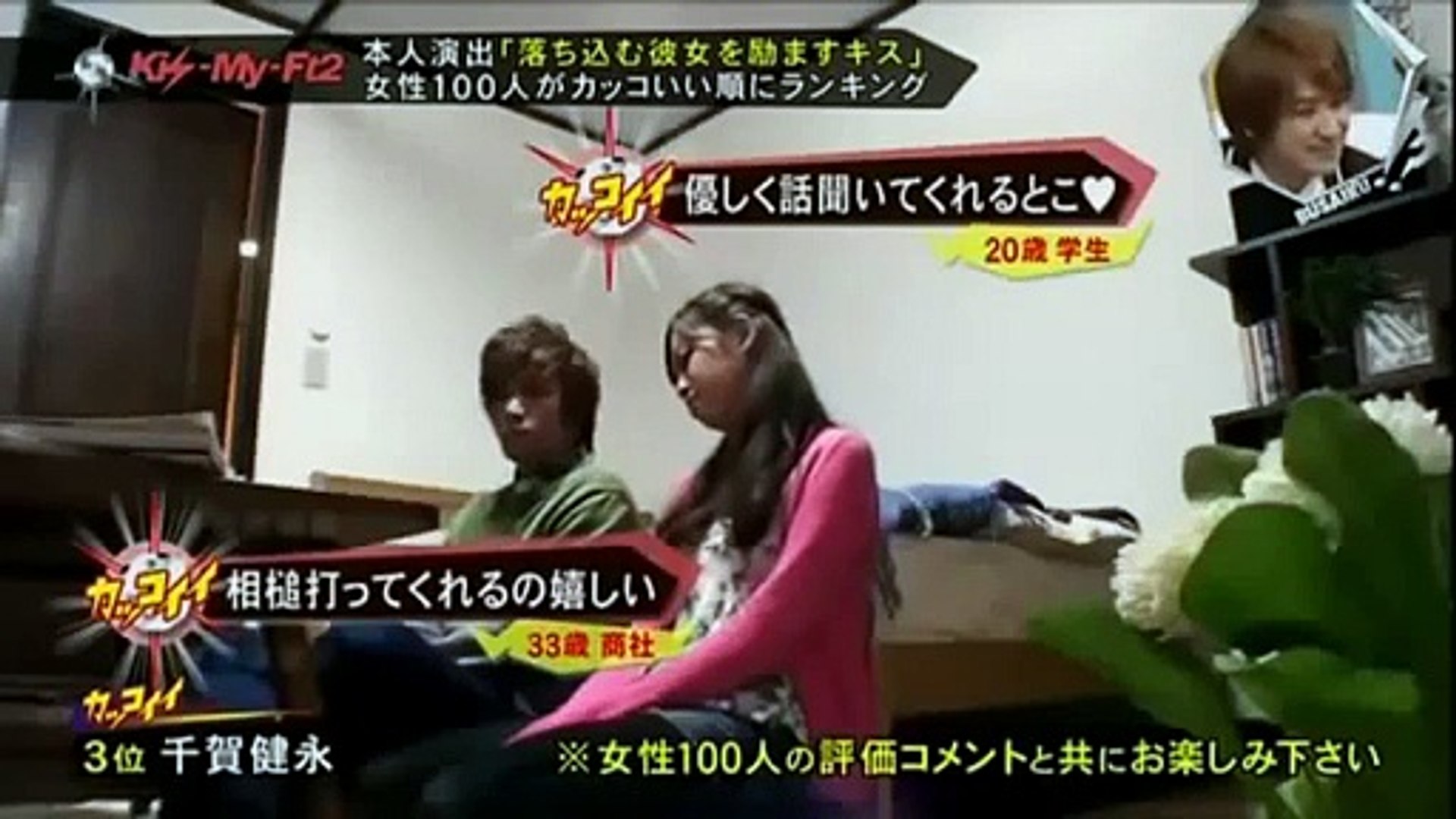 キスマイbusaiku 千賀健永 落ち込む彼女を励ますキスの仕方 Dailymotion Video
