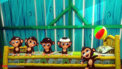 Five Little Monkeys Jumping on the Bed | Nursery Rhymes | Educational Kids Songs | FUNtast