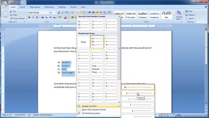 Part 13 - MS Word 2007 Tutorial In Urdu/Hindi - Home Tab (Bullets Numbering)