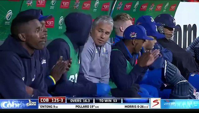 Thunder storms at Cape Town Kieron Pollard hammering 44 off 23 Ram Slam T20 2015 CC vs Tit