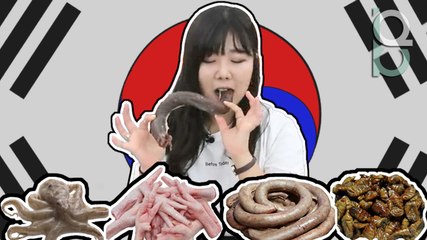 Korean girls taste Exotic Asian Food