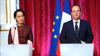 Aung San Suu Kyi reçue par François Hollande à lElysée