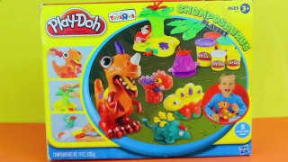 Play Doh ❤ Chomposaurus Dinosaur T Rex Play Doh Jungle Pets Animal Volcano Monkey Play Dou