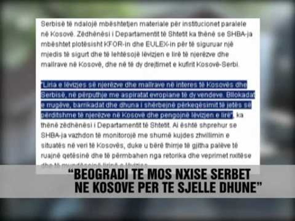 SHBA dënon dhunën ne Kosovë - Vizion Plus - News - Lajme