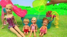 Barbie Chelsea Swimming Pool NEW Puppy Toy With Elsas Frozen Kids Flippin Pups Pool