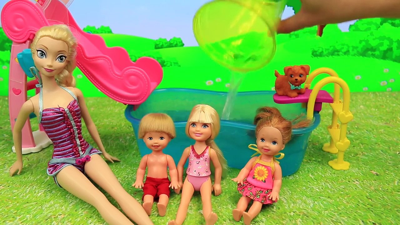 Barbie Chelsea Swimming Pool NEW Puppy Toy With Elsas Frozen Kids Flippin Pups Pool