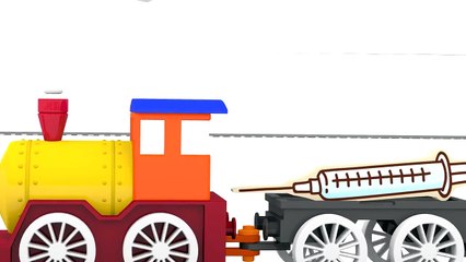 Çizgi Film Dört araba Diş sağlığı ekipmanlarını getiriyor.