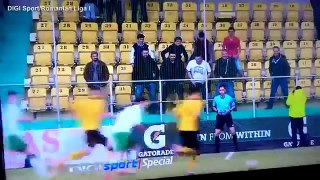 Group of Fans Imitate a Linesmans Movements in The Stands