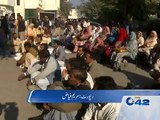 Paramedical staff protests in favour of their demands in front of Service Hospital