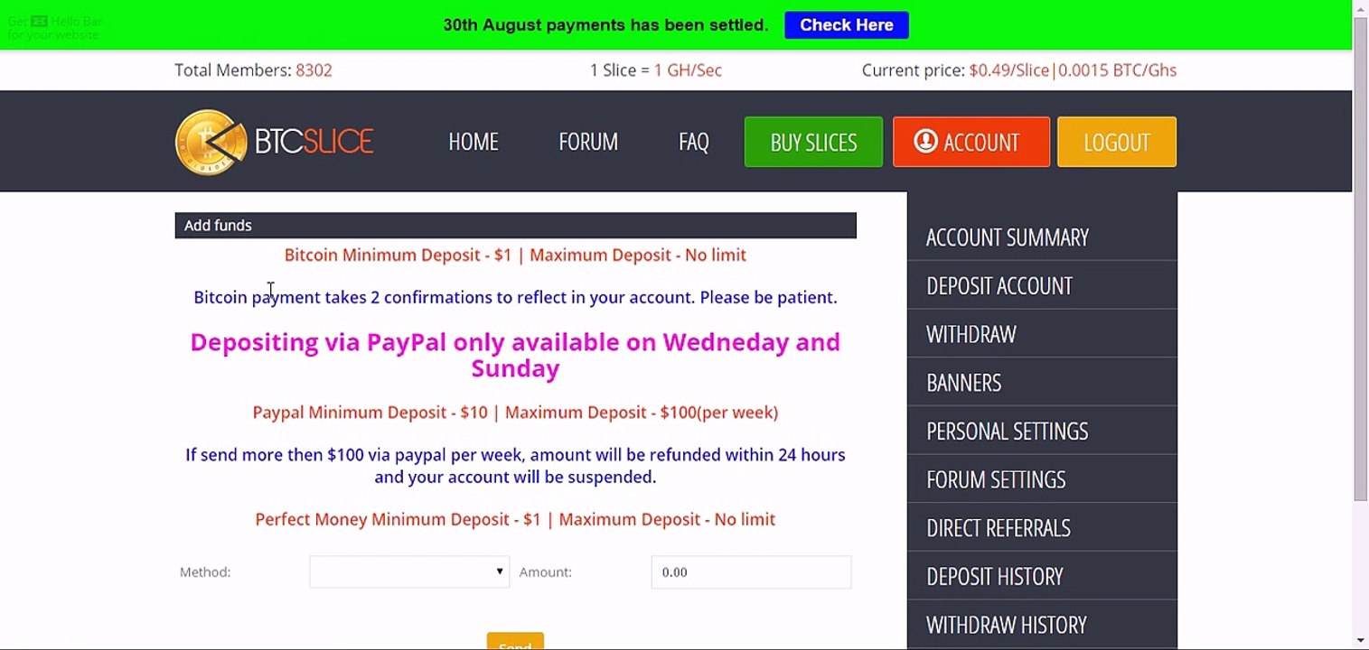 BTCSlice - обзор и депозит