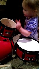 Josie learning the pieces of a drum set  | Kids video | Full_HD | 30fps