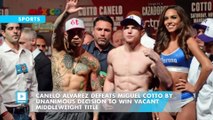 Canelo Alvarez defeats Miguel Cotto by unanimous decision to win vacant middleweight title
