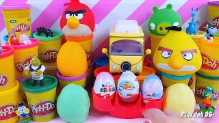 Many Play Doh Surprise Eggs, Angry Birds Peppa Pig toys, Frozen Disney Princess Surprise