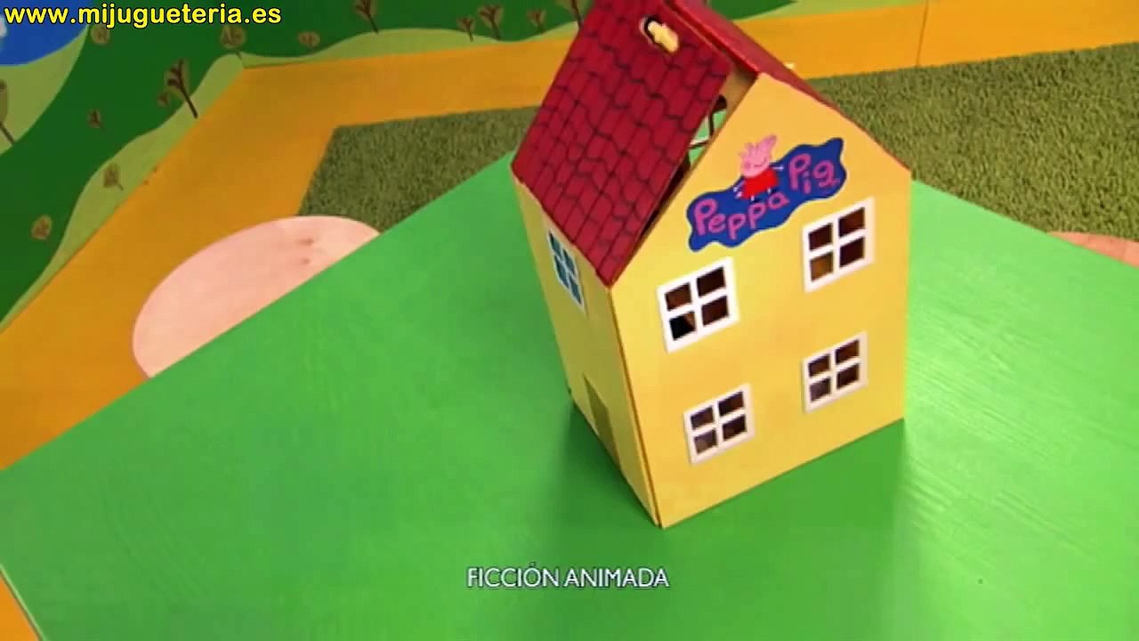 peluche Peppa Pig saltarina, autocaravana y la casa de Bandai juguetes