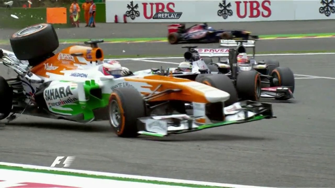 Maldonado and Di Resta Crash in Belgium 2013