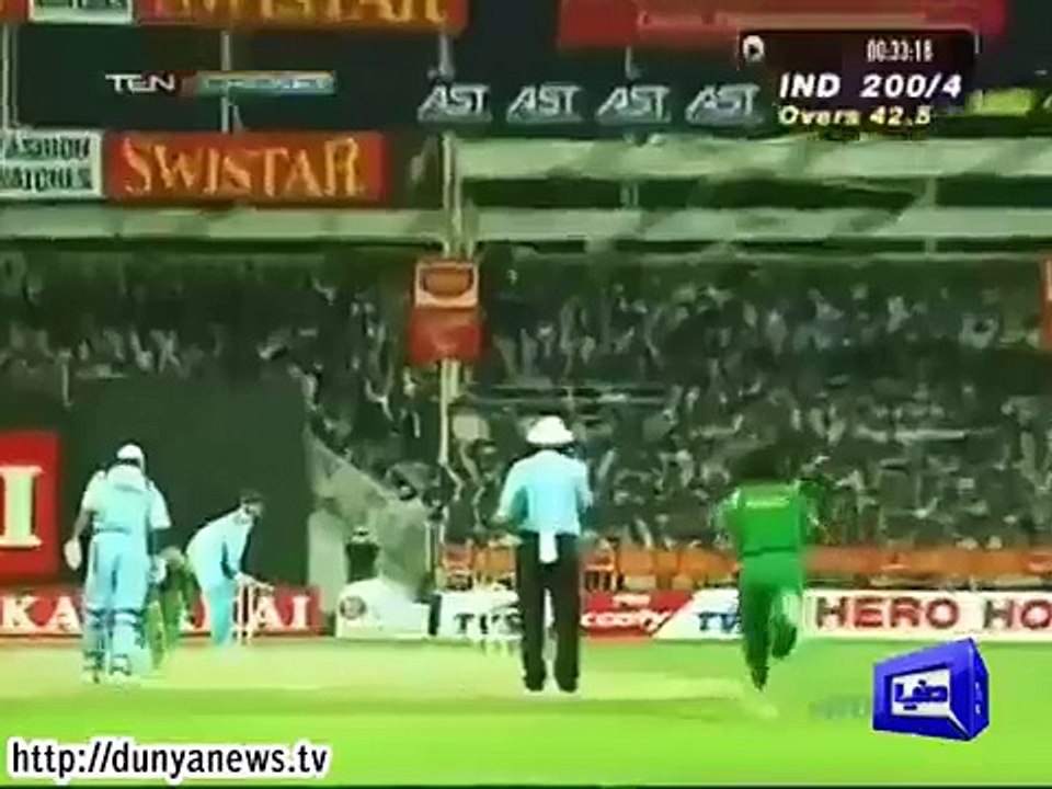 Wasim Akram castles Ganguly stumps.