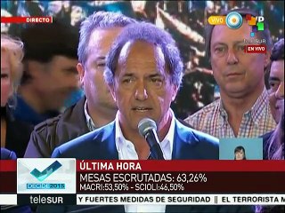 Un desencajado Daniel Scioli acepta su derrota y felicita a Macri
