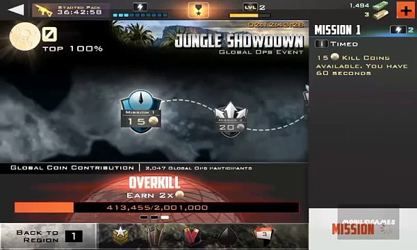 Kill Shot Global Ops Event Jungle Showdown Mission 1 - 15 Gold Kill Coins