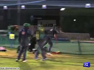 Dunya News- Respecting seniors or harsh hierarchy- Imran Khan Jr cleans Afridi's joggers.