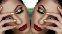 Gold Glitter Cut Crease Smokey Eye - New Years Eve Makeup Tutorial