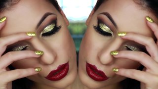 Gold Glitter Cut Crease Smokey Eye - New Years Eve Makeup Tutorial