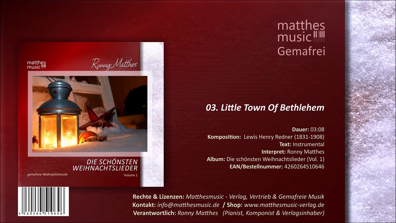 O Little Town Of Bethlehem - Lewis Henry Redner - (03/14) - CD: Die schönsten Weihnachtslieder (Vol. 1)