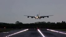 Airbus A380 crosswind landing at Gatwick airport Emirates airline