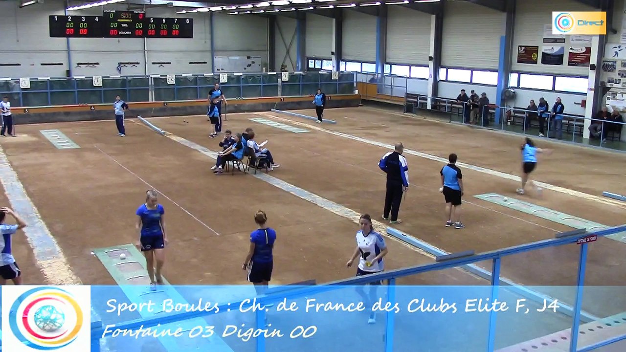 Premier tour, tir rapide en double, Fontaine contre Digoin, Club Elite Féminin J4, Sport Boules, saison 2015-2016
