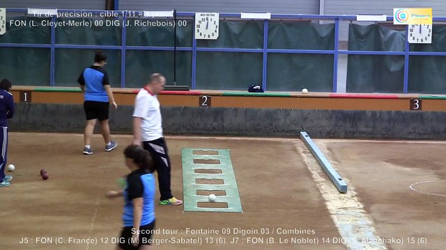 Second tour, 2ème tir de précision, Fontaine contre Digoin, Club Elite Féminin J4, Sport Boules, saison 2015-2016