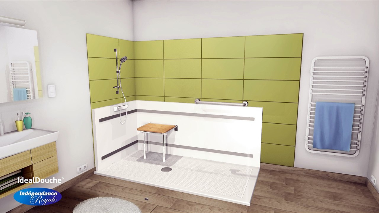 Ideal douche, douche de plein pied en 3D Independance Royale