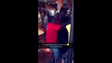 Barça and Real Madrid fans fight during El Clasico