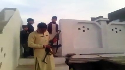 Funny Pathan shooting AK47 almost killed his friends wedding birthday pashto funny video clip