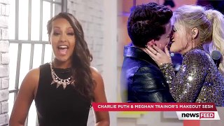 Meghan Trainor & Charlie Puth KISS during 'Marvin Gaye' Performance at 2015 AMAs