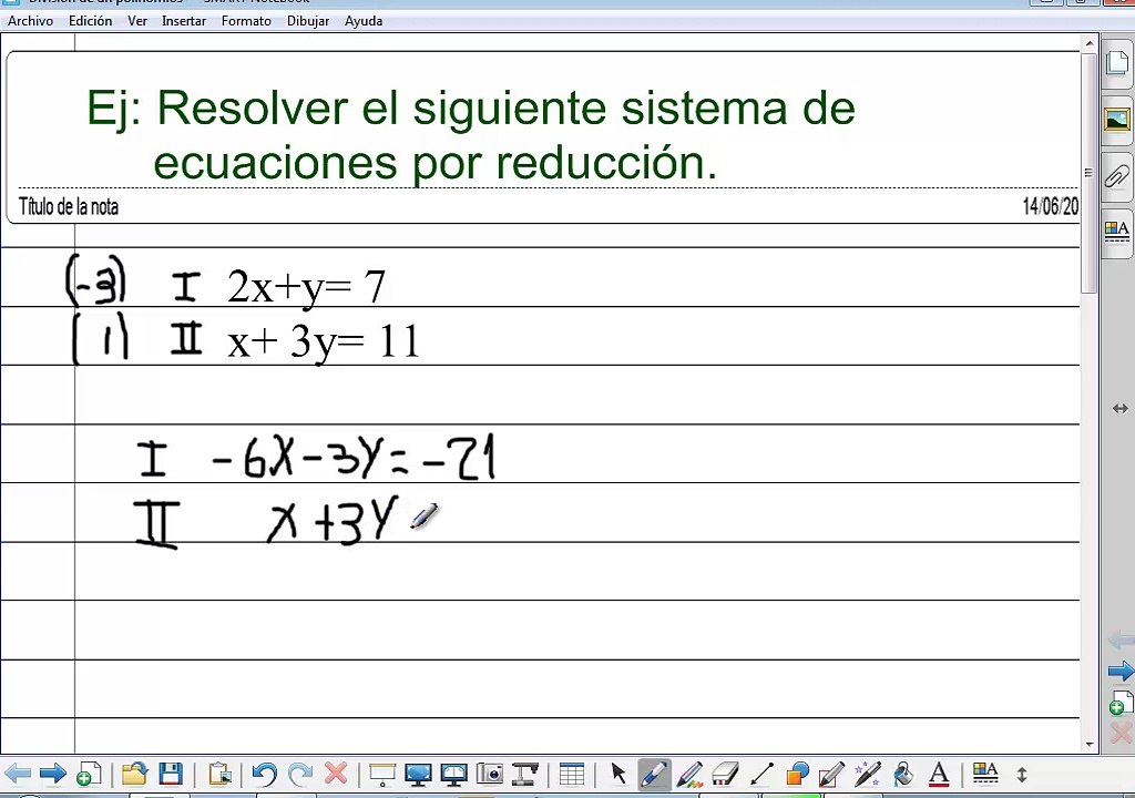 Sistema de ecuaciones por Reducción.