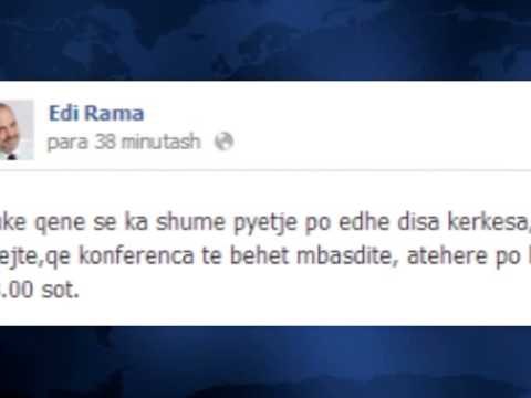 SHTYHET KONFERENCA SOT NE OREN 18 EDI RAMA PERGJIGJET NE TWITTER E FACEBOOK LAJM