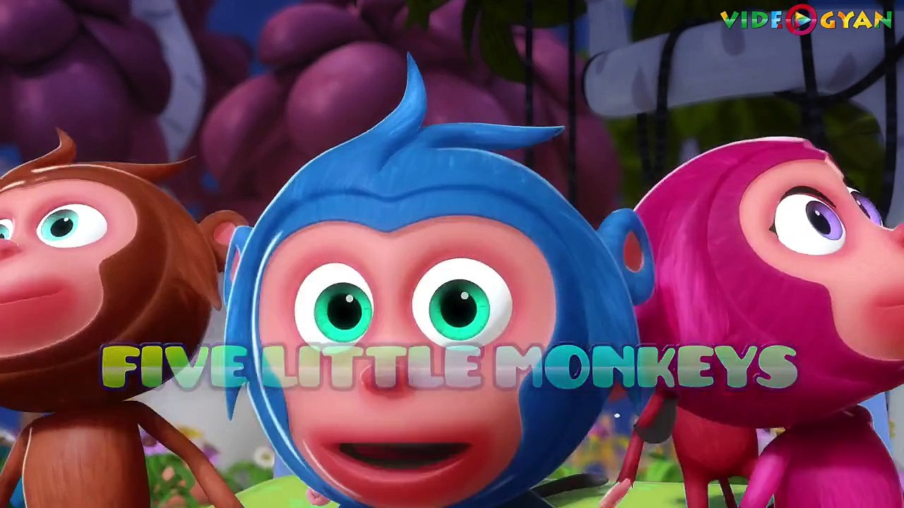 Five Little Monkeys Jumping On The Bed Nursery Rhyme  Videogyan 3D Kids Rhymes