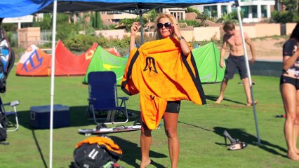 Sabrina Parisi showing off her FLYSURFER Body , Kitesurfing TV Launch