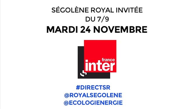 La ministre de l'Ecologie, Ségolène Royal est l'invitée de Patrick Cohen, à six jours du lancement de la COP21 à Paris.