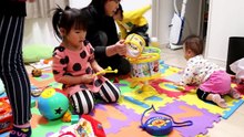 キーちゃんに誕生日プレゼントを渡し、ライ君の部屋で初めて遊ぶ三姉妹