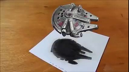This amazing 3D drawing of the Millennium Falcon...