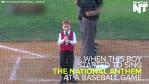 Young Boy Sings Australian National Anthem Despite Attack Of The Hiccups