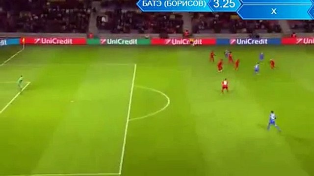 1-0 Mikhail Gordejchuk Funny Goal - BATE v. Bayer Leverkusen 24.11.2015 HD