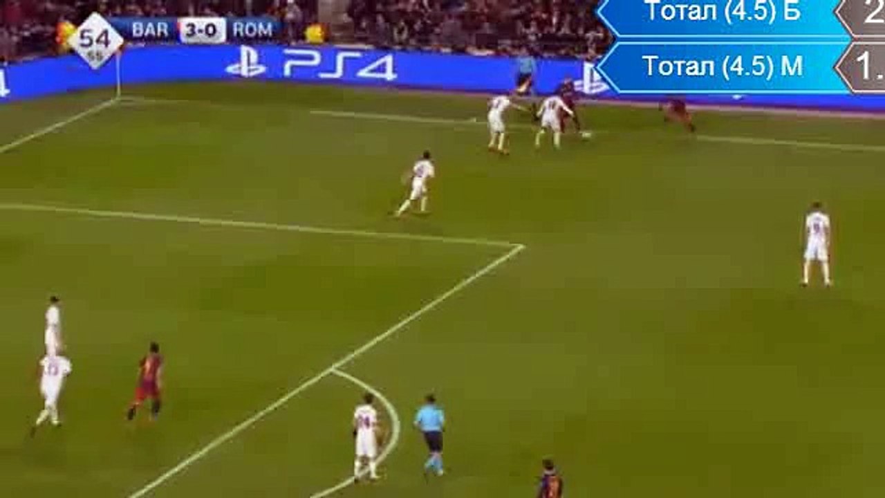 4-0 Gerard Piqué Great Goal - Barcelona v. Roma 24.11.2015 HD