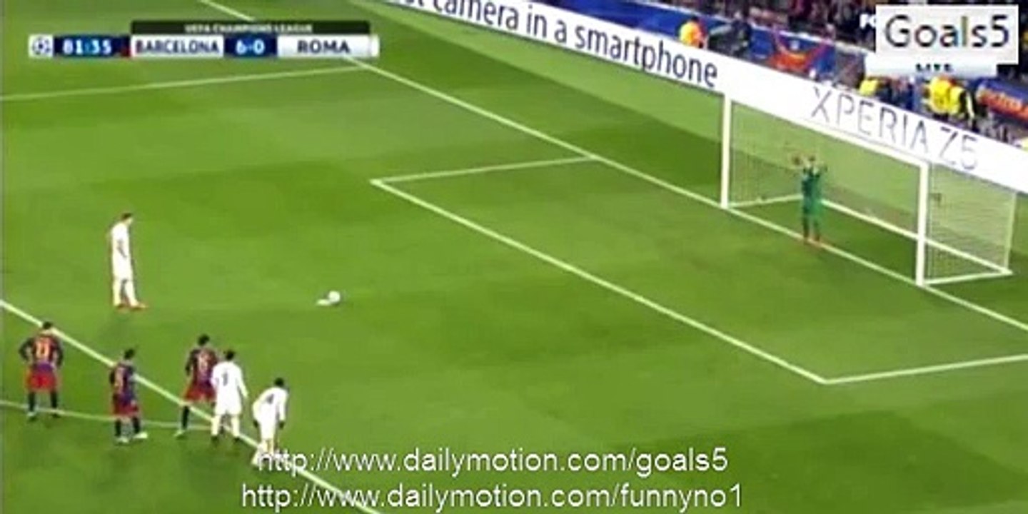 Edin Dzeko Penalty MISS Barcelona 6 - 0 AS Roma Champions League 24-11-2015