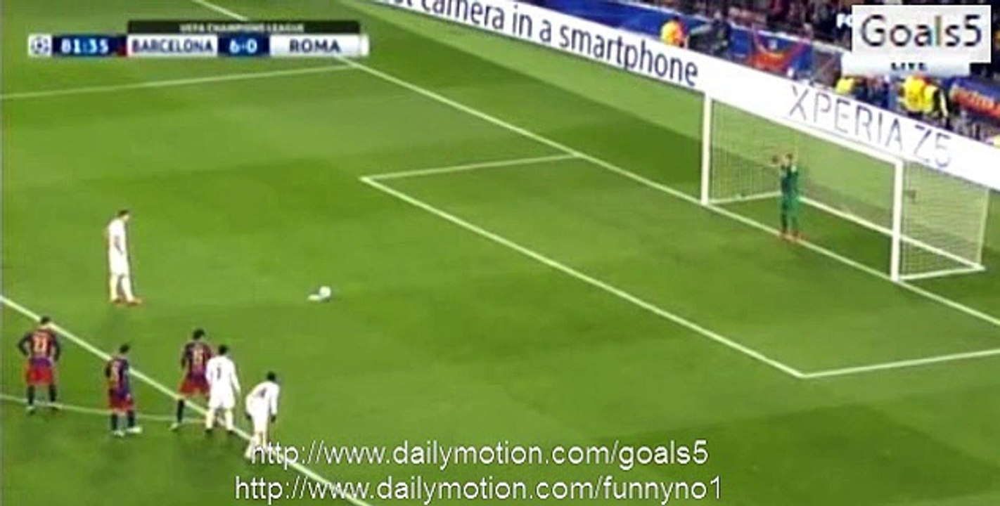 Edin Dzeko Penalty MISS Barcelona 6 - 0 AS Roma Champions League 24-11-2015