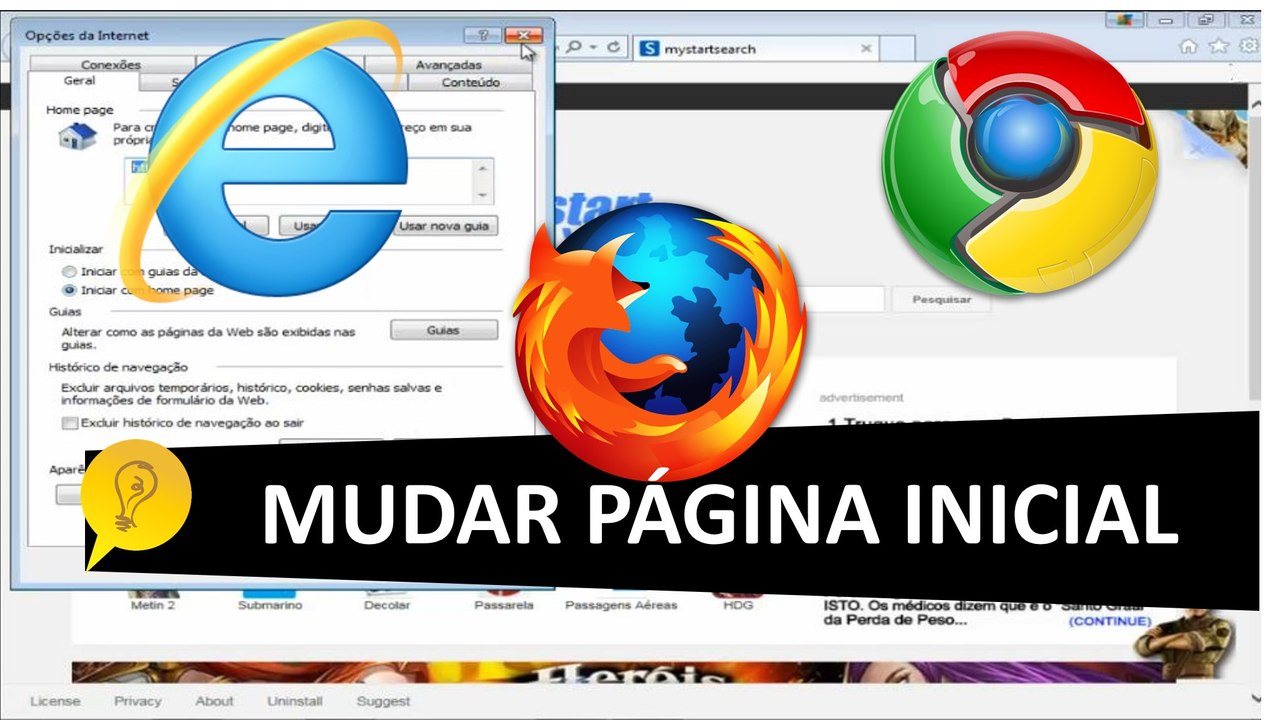 Como Mudar a Pagina Inicial do Google Chrome, Firefox e Internet Explorer