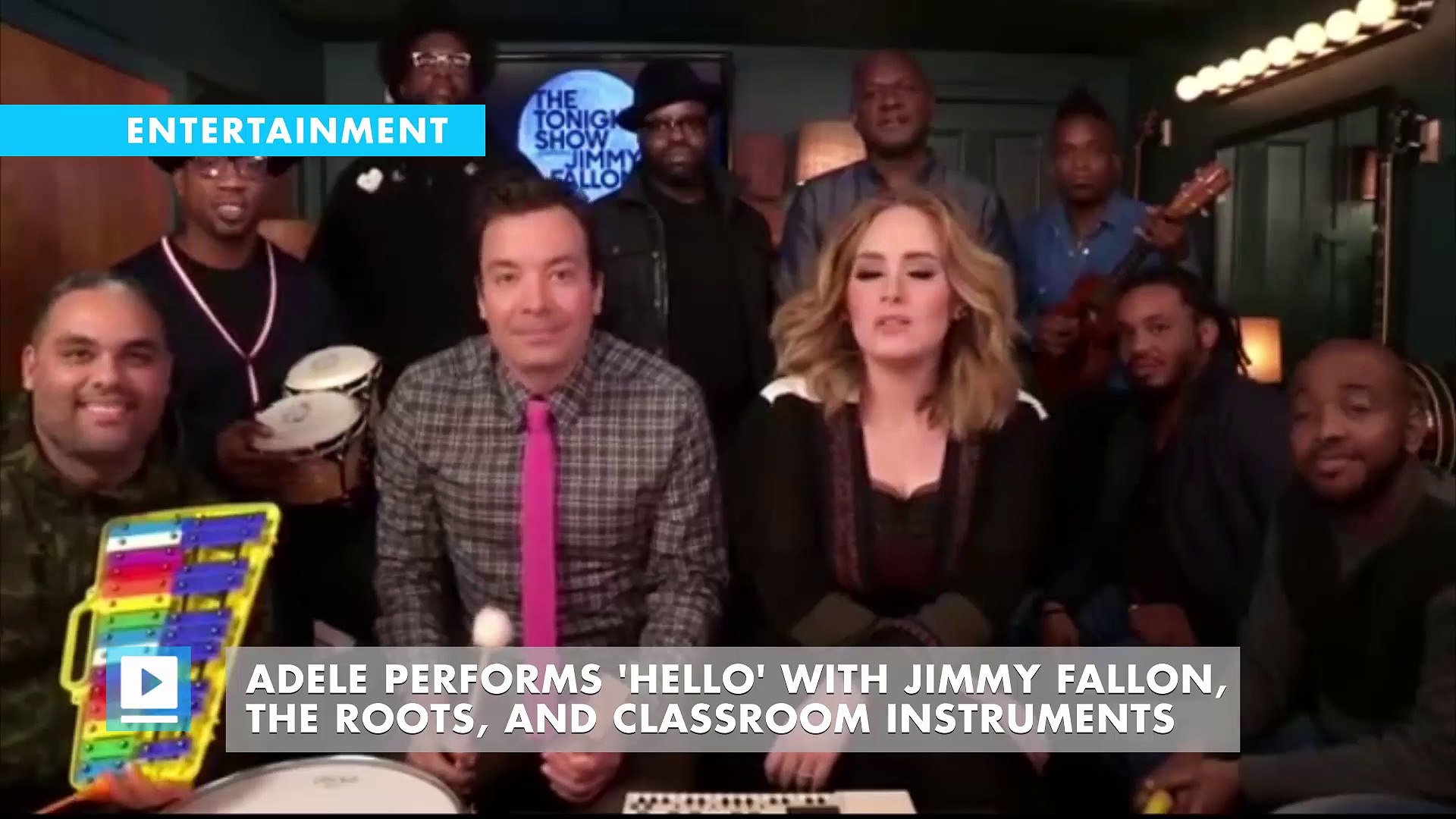 Adele Performs Hello With Jimmy Fallon The Roots And Classroom Instruments Video Dailymotion